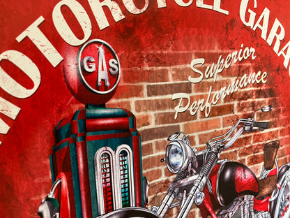 Metalen Wandbord Motorcycle Garage