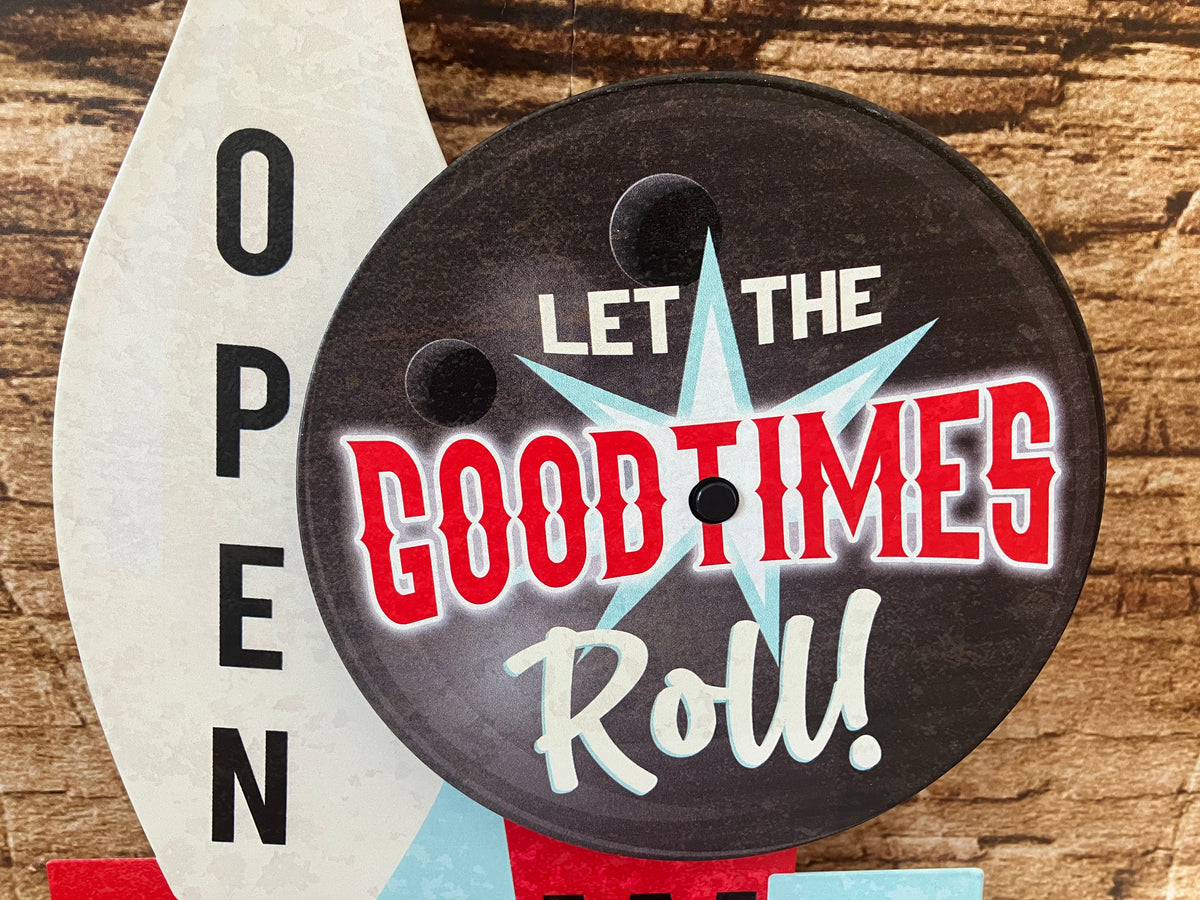Metalen Wandbord met Draaiend Reclamebord – Let the Good Times Roll