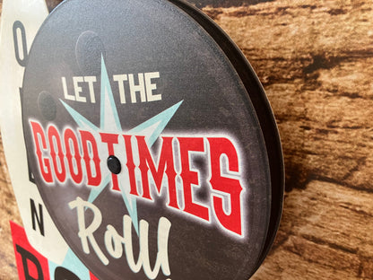 Metalen Wandbord met Draaiend Reclamebord – Let the Good Times Roll