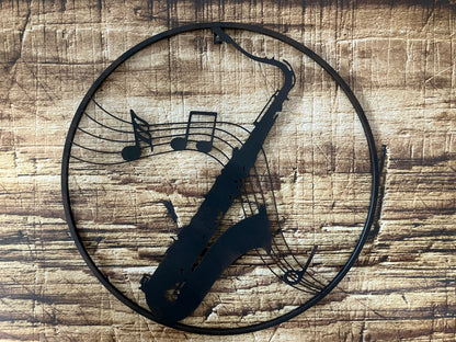 Wanddecoratie Saxofoon & Muzieknoten