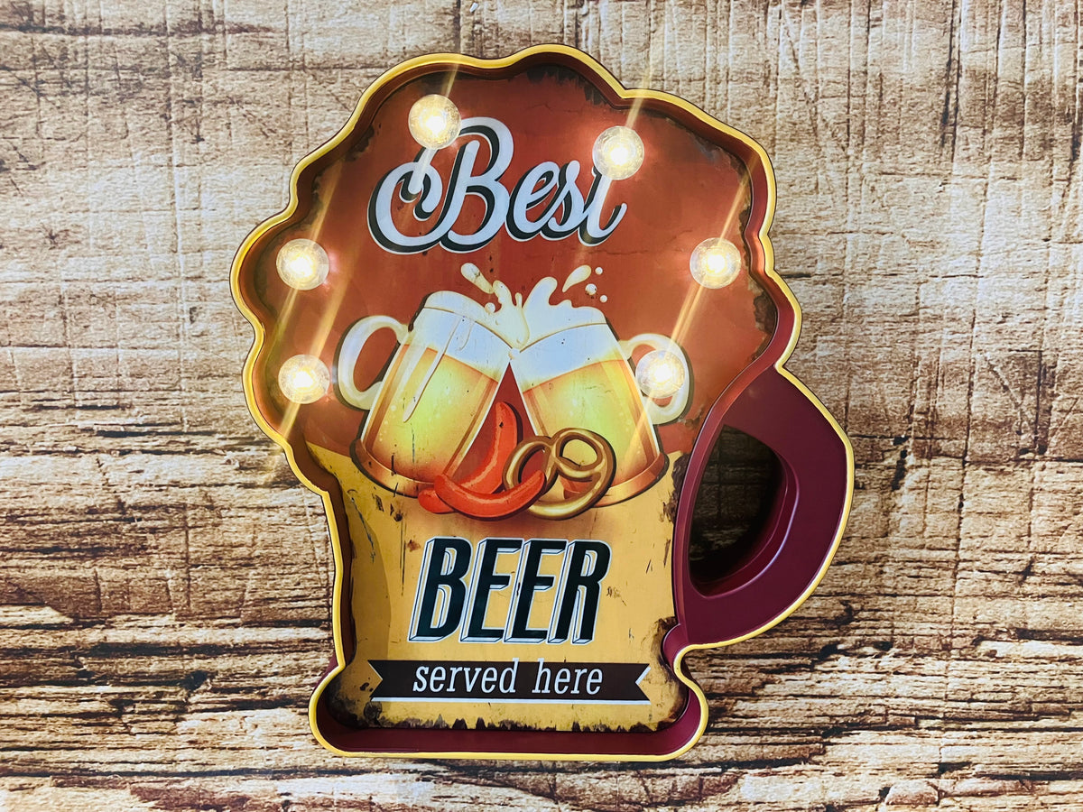 Wandbord pub verlichting "best beer"