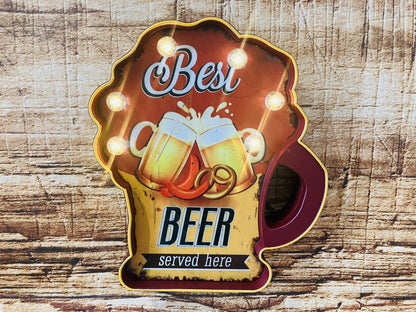 Wandbord pub verlichting "best beer"