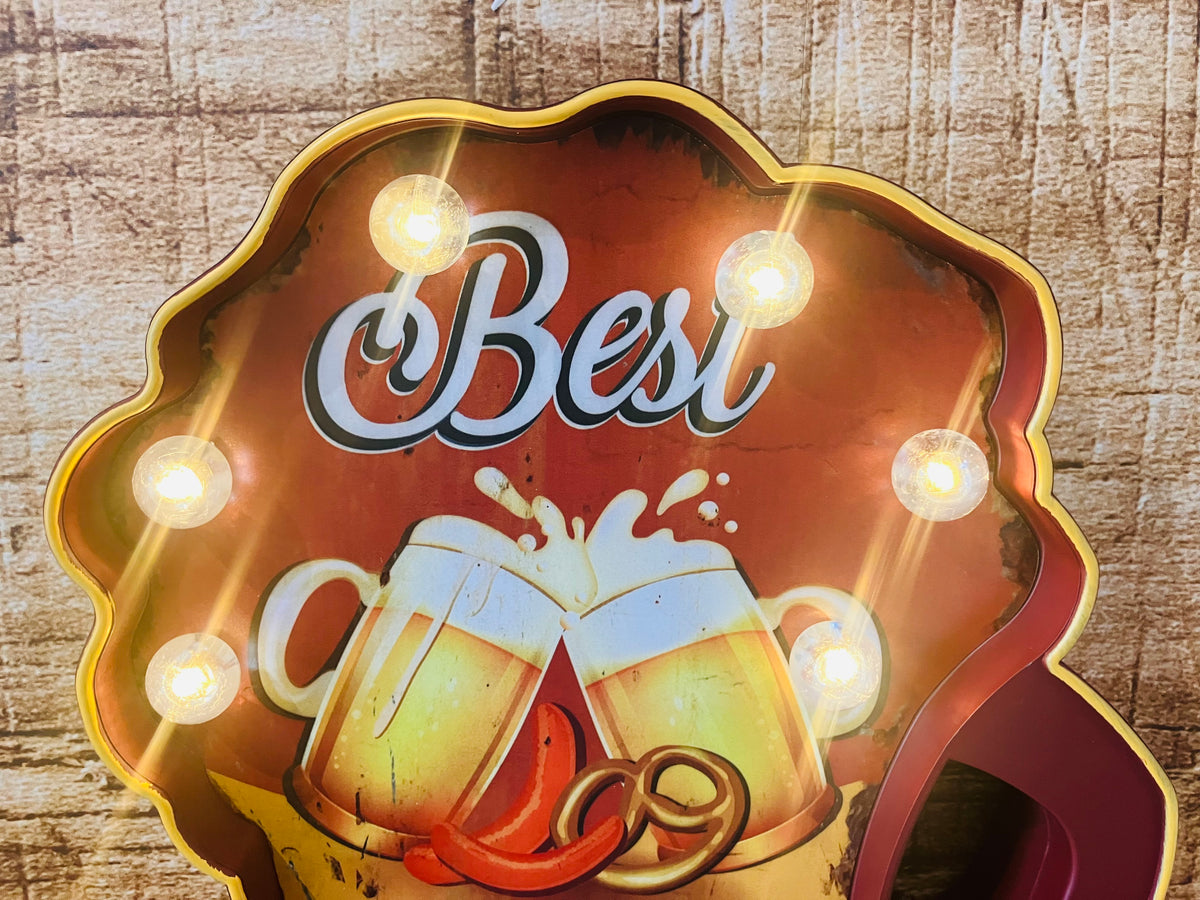 Wandbord pub verlichting "best beer"