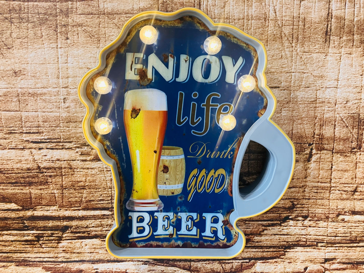 Wandbord pub verlichting "enjoy life"