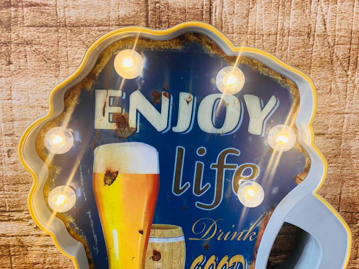 Wandbord pub verlichting "enjoy life"